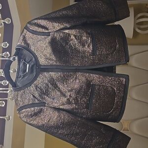 Trina Turk Black and Gold-Brown Metallic Blazer